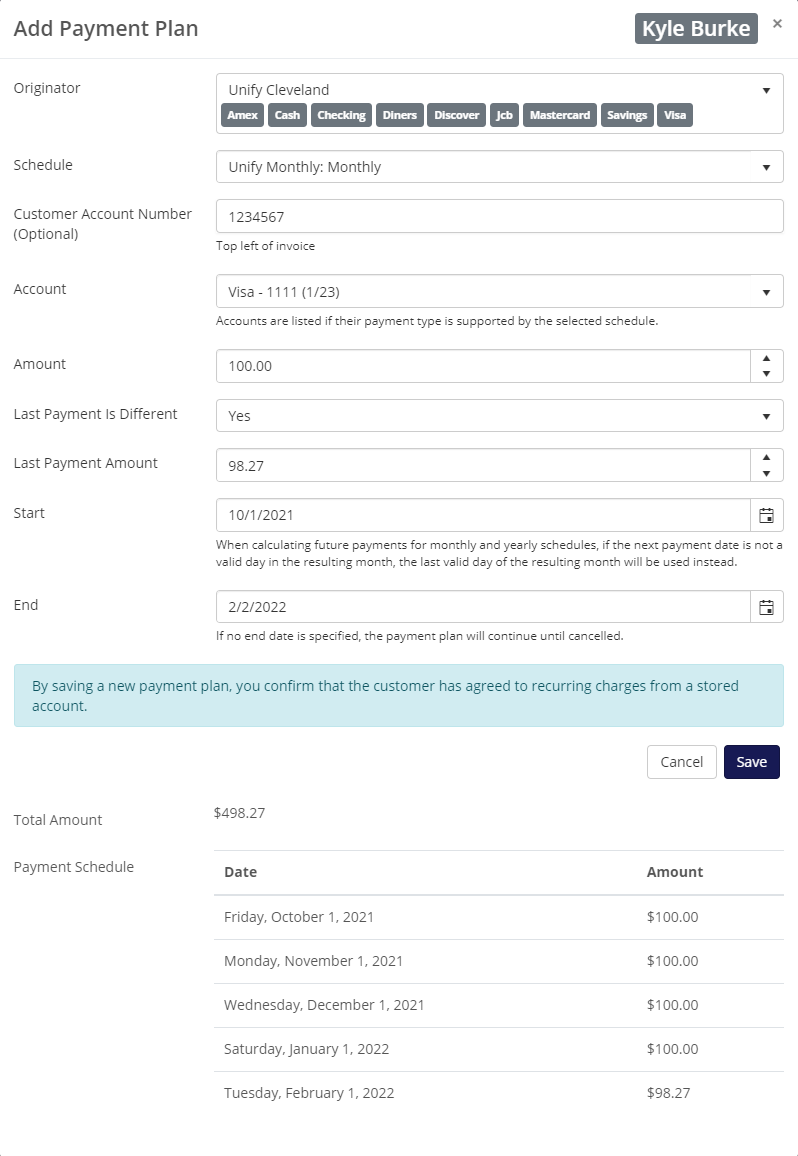 payment plan setup